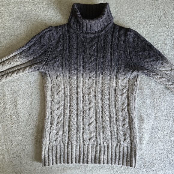 Club Monaco lambswool ombre cable knit turtleneck sweater size XS - Picture 3 of 10